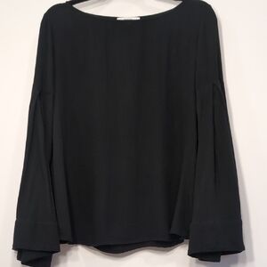 Anthropologie Ro & De | Black Long Bell Sleeve Bateau Blouse Size M